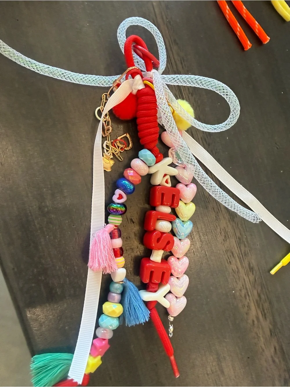 Custom Beaded Bag Charm Keychain